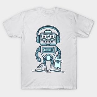 Retro Robot with Skateboard T-Shirt